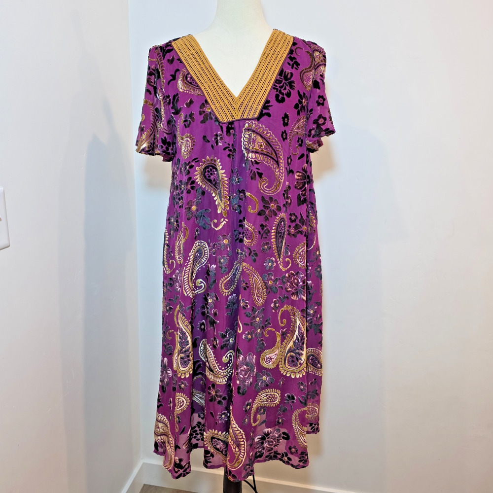 Piper & Scoot The Albie Burnout Velvet Dress Size M Medium